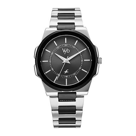 Fastrack Vyb 6.0 Nimbus Quartz Black Round Dial Men's Watch | Stainless Steel Strap Material Analog | Guys Analog Watches - FV30032KM03