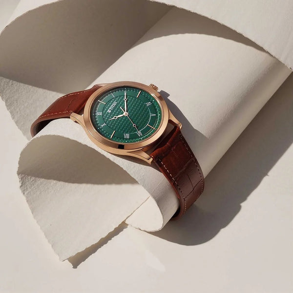 Titan Karishma Green Dial Analog Leather Strap Watch for Men