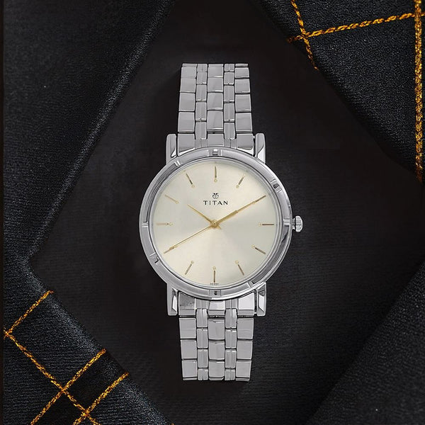 Titan Karishma Quartz Analog Silver Dial Silver Stainless Steel Strap Watch For Men