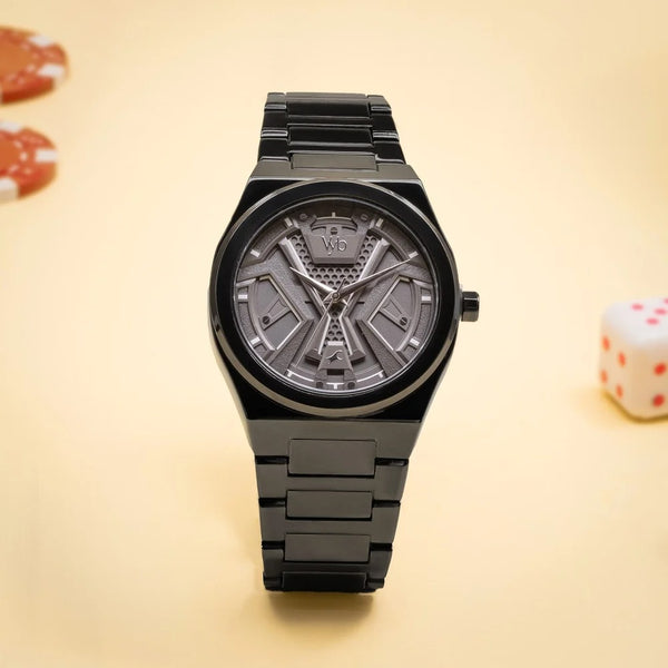 Vyb Limitless By Fastrack Quartz Analog Grey Dial Metal Strap Watch For Guys