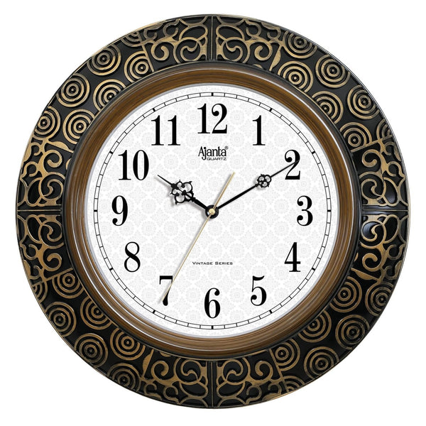 Ajanta Wall Clock for Living Room - Silent Sweep Movement, 16 Inches, Brown (40 x 40 x 4 cm) - Suitable for Home and Bedroom