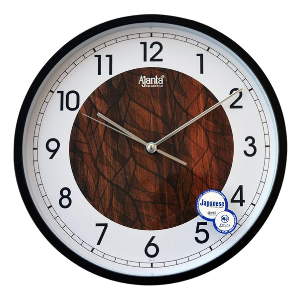 Ajanta Plastic Abstract Sweep Clock (30.3 Cm X 30.3 Cm X 4.5 Cm, Brown) - Analog