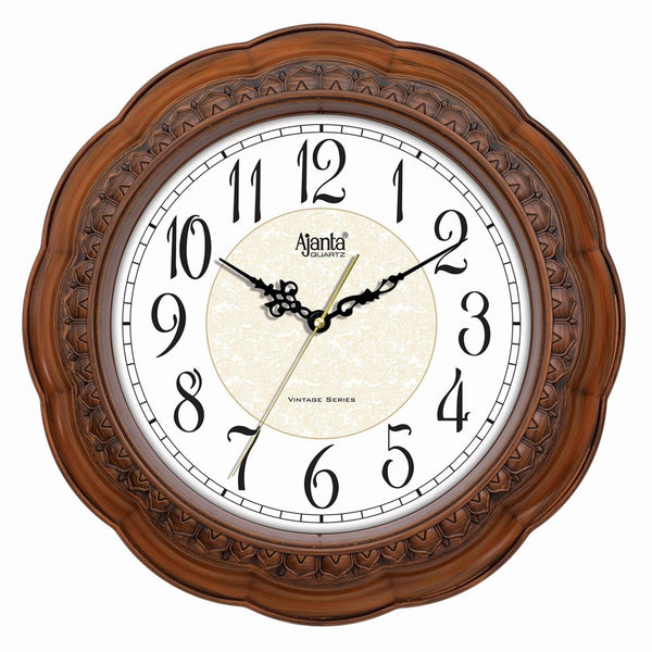 Ajanta Wall Clock for Home and Offices Silent Sweep Movement 14 Inches Analog Wall Clock Wall Watch (Brown_36 x 36 x 4 cm), Plastic