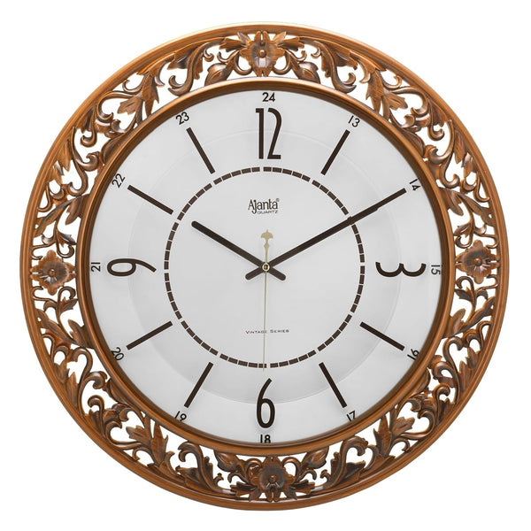 Ajanta Wall Clock for Home and Offices Silent Sweep Movement 16 Inches Analog Wall Clock Wall Watch (Teak_40 x 40 x 4 cm), Plastic