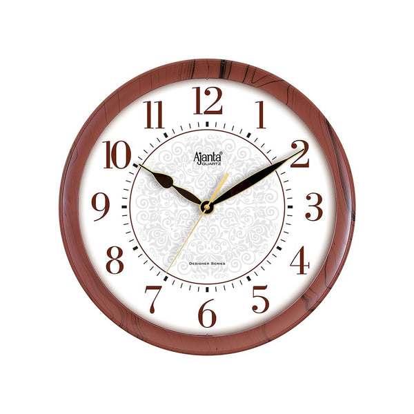 Ajanta Quartz Plastic Real Silent Sweep Movement Designer Analog Clock (Brown, 341X51X341Mm)